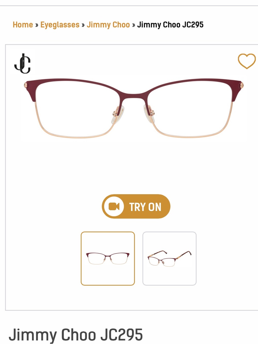Jimmy Choo Classic Women’s Eyeglass Frames in Dusty brown JC295